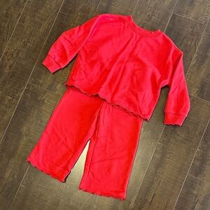 Amazon Essentials Bright Red Scallop-Trim Kids Set